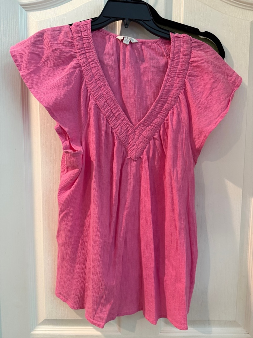 Lucky Brand Hot Pink V-Neck Flutter Sleeve Tunic Top